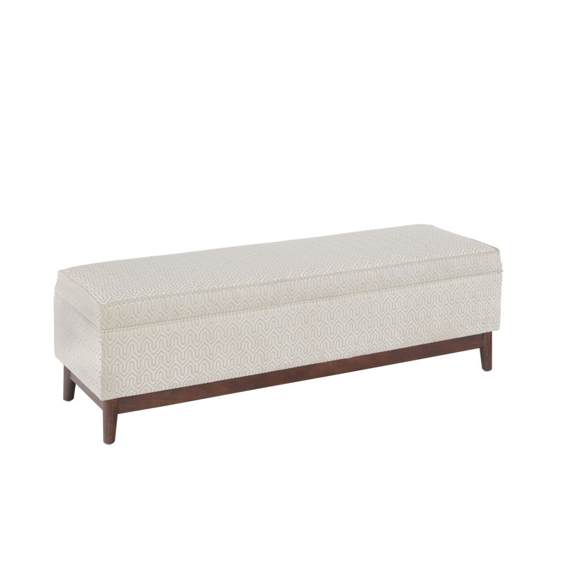 Gisbert Polyester Upholstered Storage Bench, Ivory/Taupe