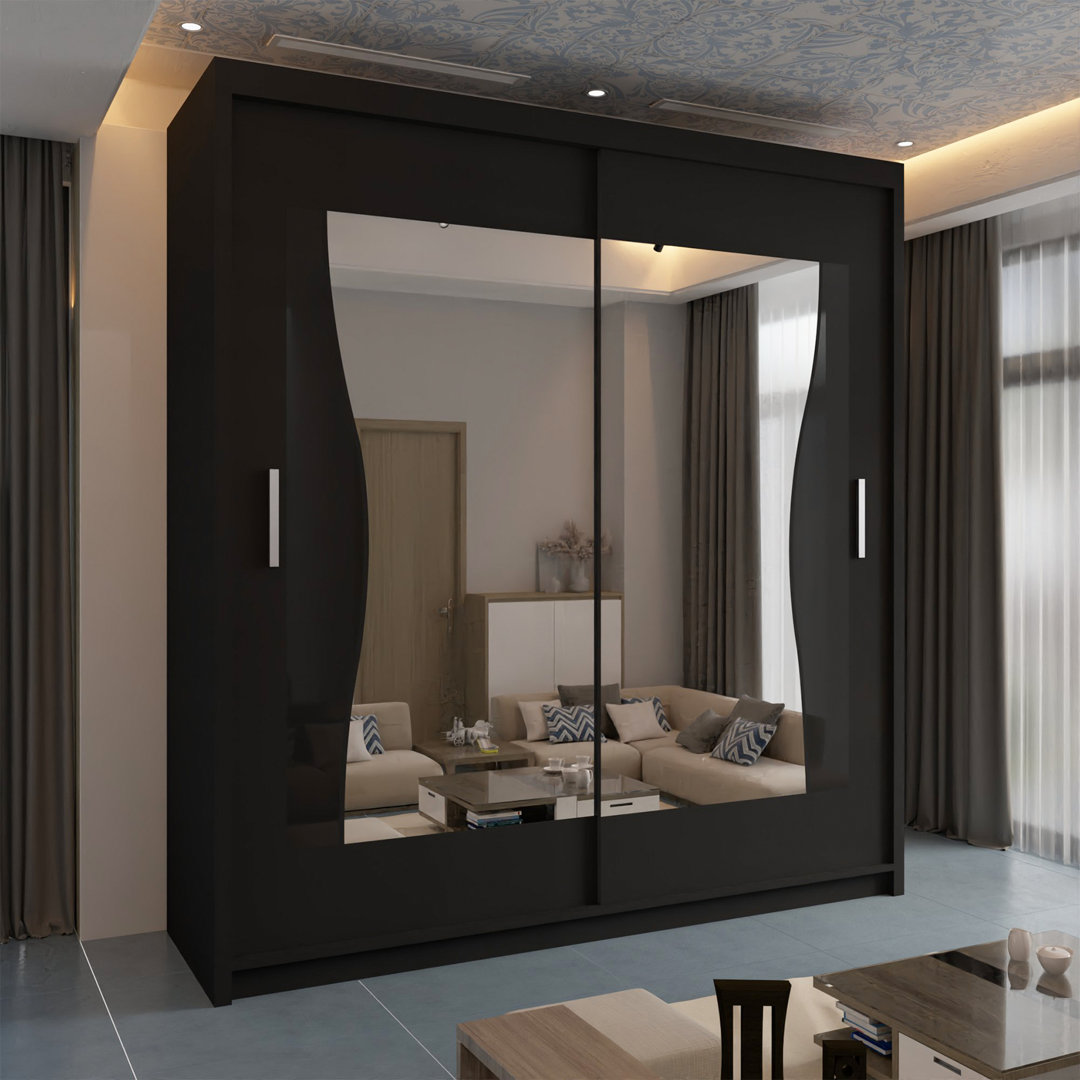 Modern Sliding Door Wardrobe with Mirrored Glass Finish – Multiple Sizes (120cm, 150cm, 180cm, 203cm)