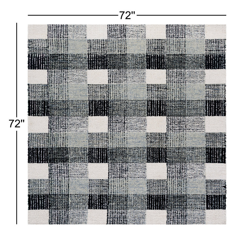 Genre Hand Tufted Wool;Cotton Plaid Rug, Square 6'