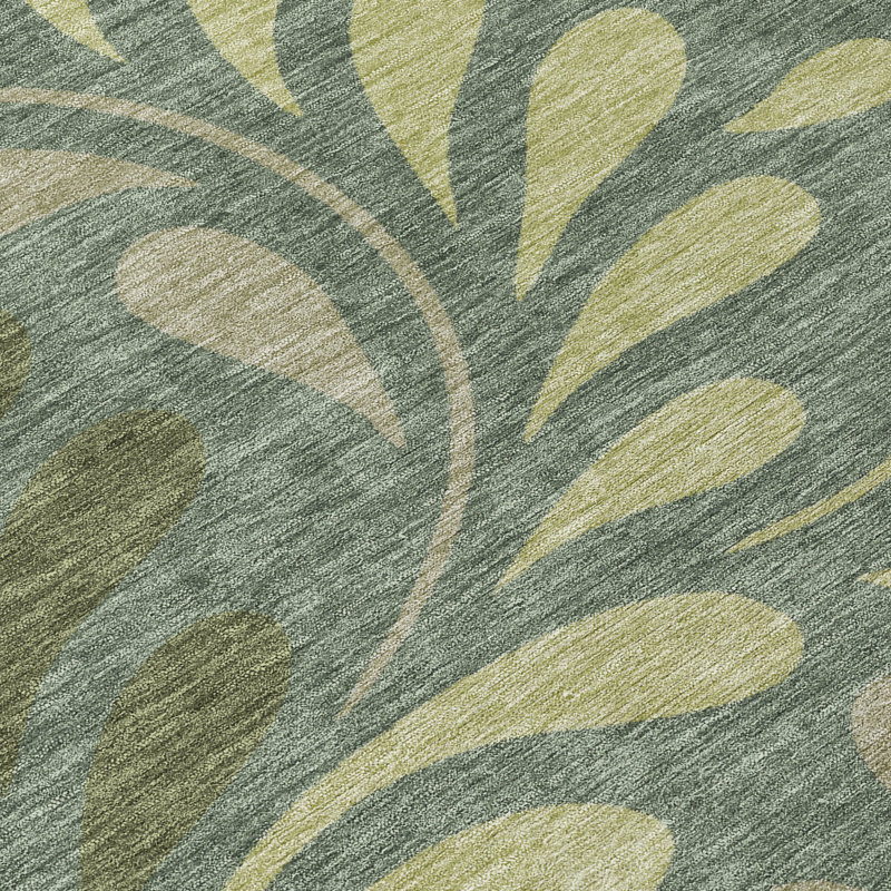 Machine Washable Indoor/Outdoor Lanphear ACN2411 Botanical Rug, Rectangle 1'8" x 2'6"