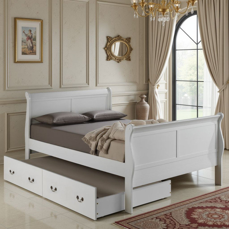 Lit gigogne double - Conception compacte, style traditionnel, facile à retirer?