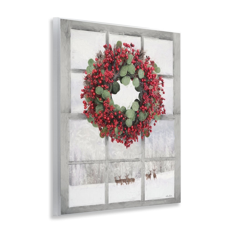 Art mural Holly Wreath & Reindeer par Lori Deiter