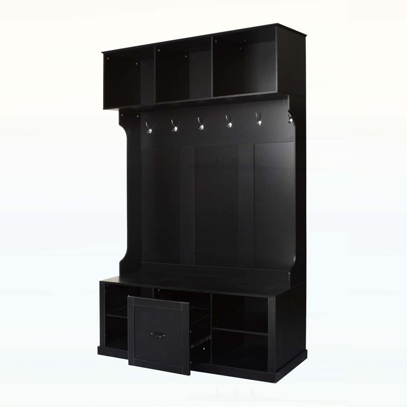 Versatile Hall Tree with Abundant Storage and Graceful Design for Home Enhancement, Black