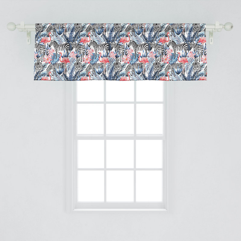 Watercolor Flamingo and Zebra Satin Valance Set