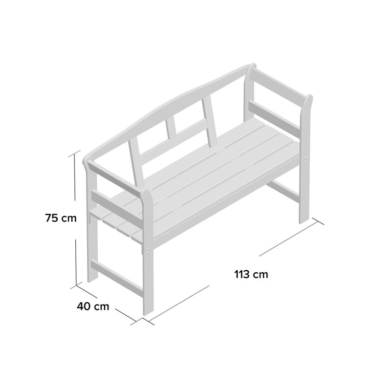 Rickey Solid Wood Pine Outdoor Bench, White