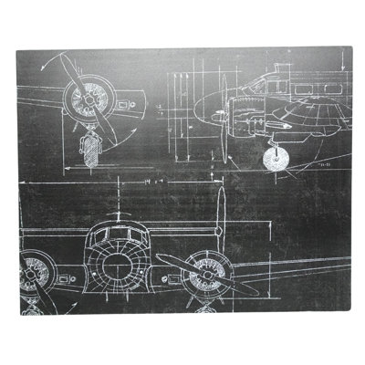 VIP Metal 20.08 in. Grey Vinatge Airplane Wall Art