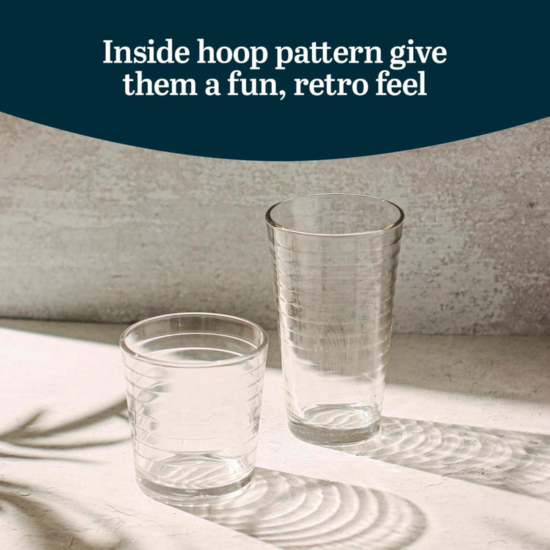 Libbey Hoops Clear Glass 16-Piece Tumbler and Rocks Set