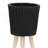 S/2 10/12" RIDGED PLANTER W/ WOOD LEGS, BLACK (KD)