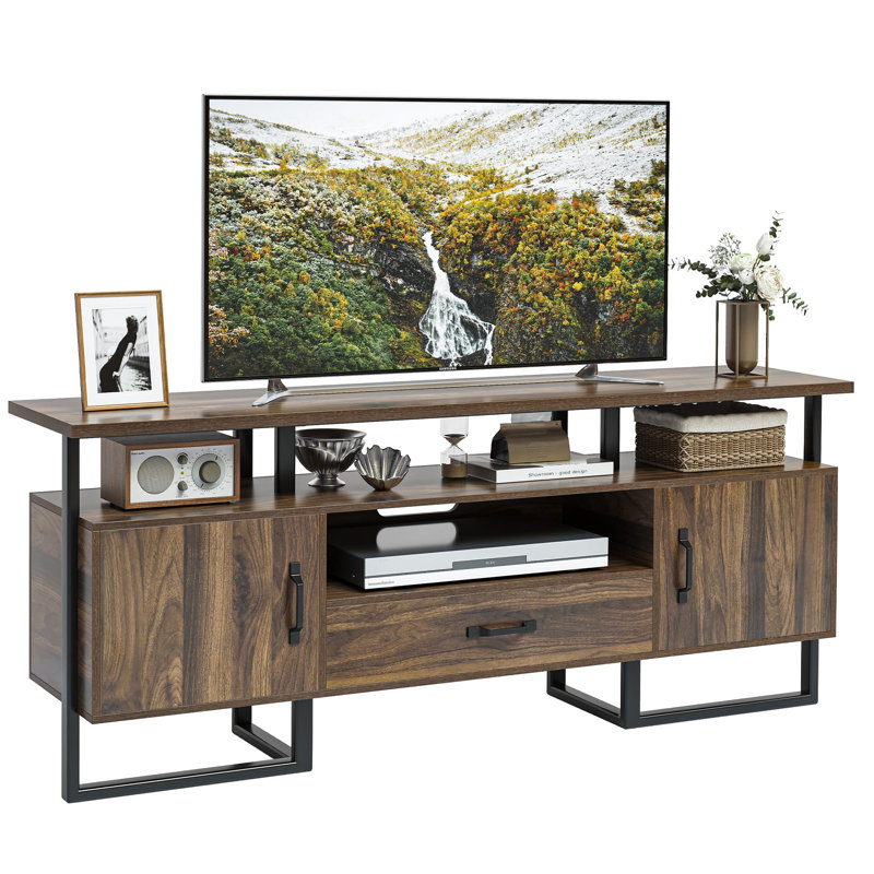 Meuble télé pour téléviseur 65/70/75 po, centre de divertissement avec rangement et tiroir, meuble télé industriel