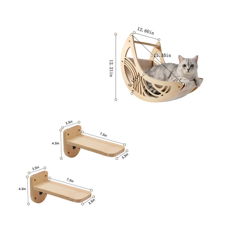 Cat Wall Climbing Steps with Hammock