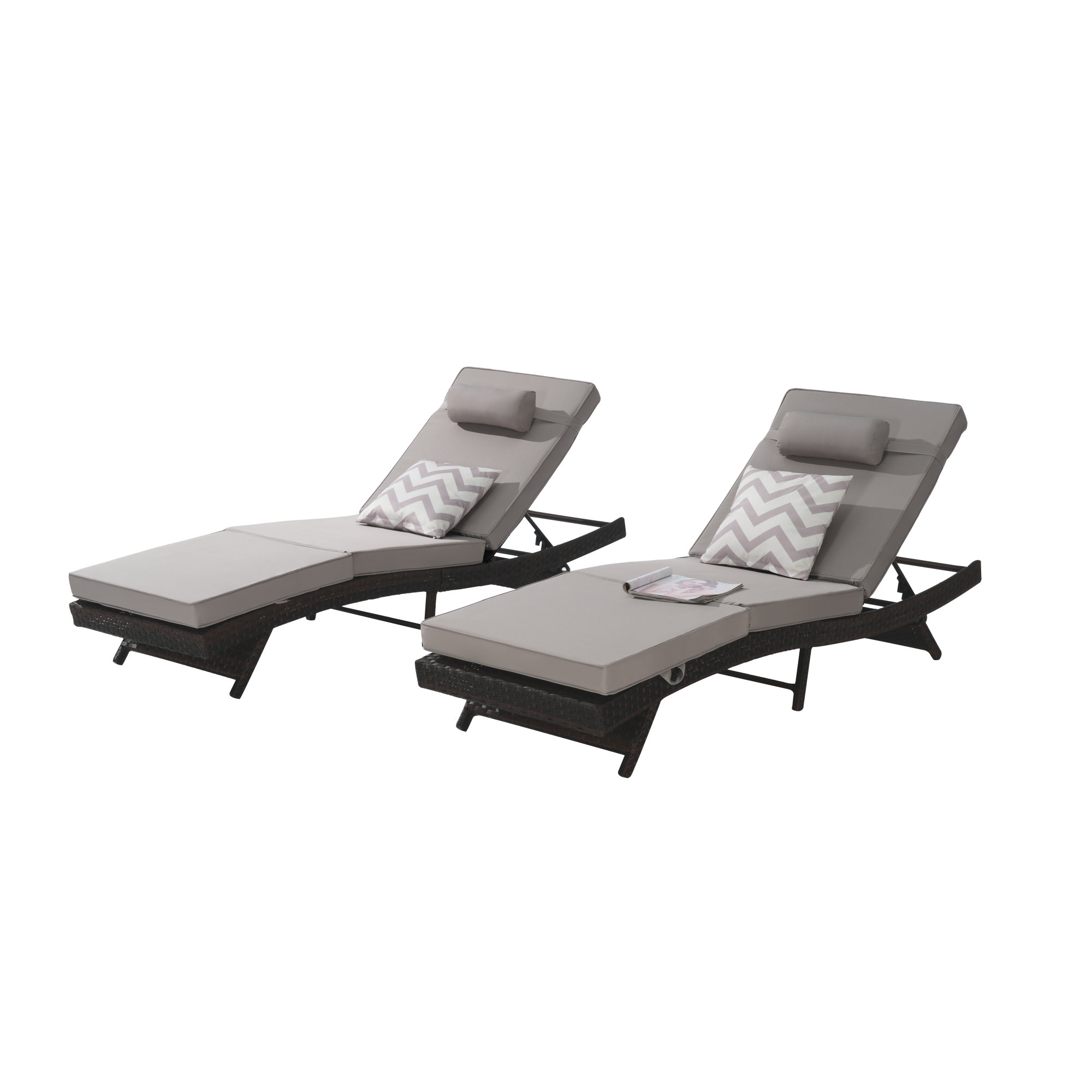 Dovecove Outdoor Wicker Long Reclining Chair Set of 2 , Wicker ...