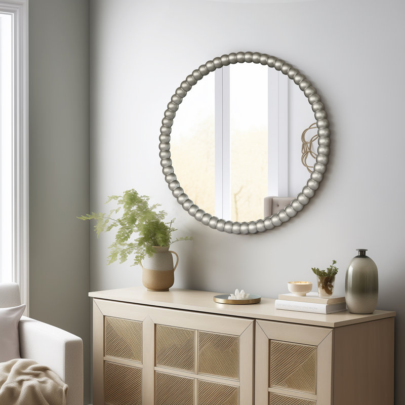Miroir d'appoint Ayde, Argent, 28 po x 28 po