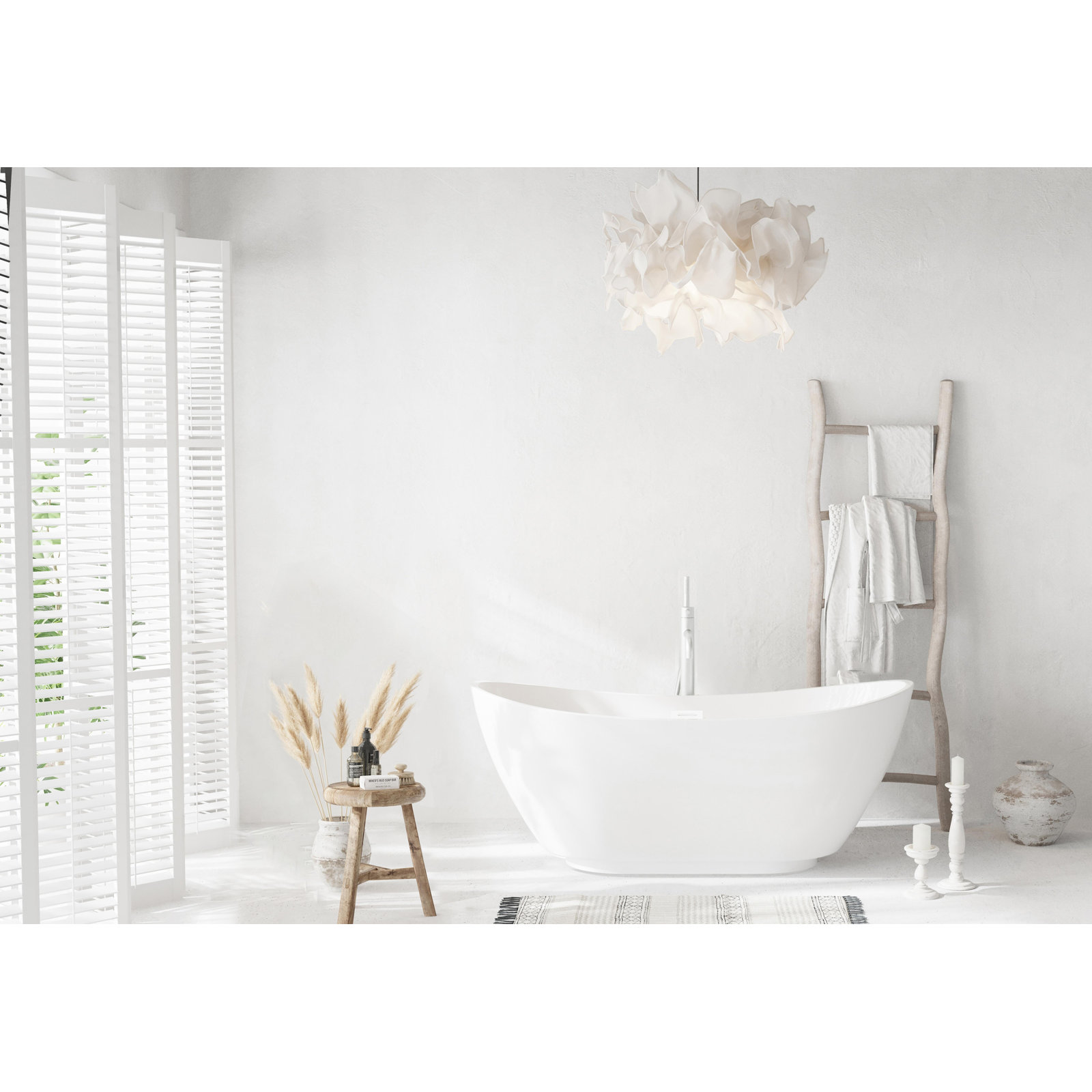 Labrusca 62" Soaking Bathtub, Polished White