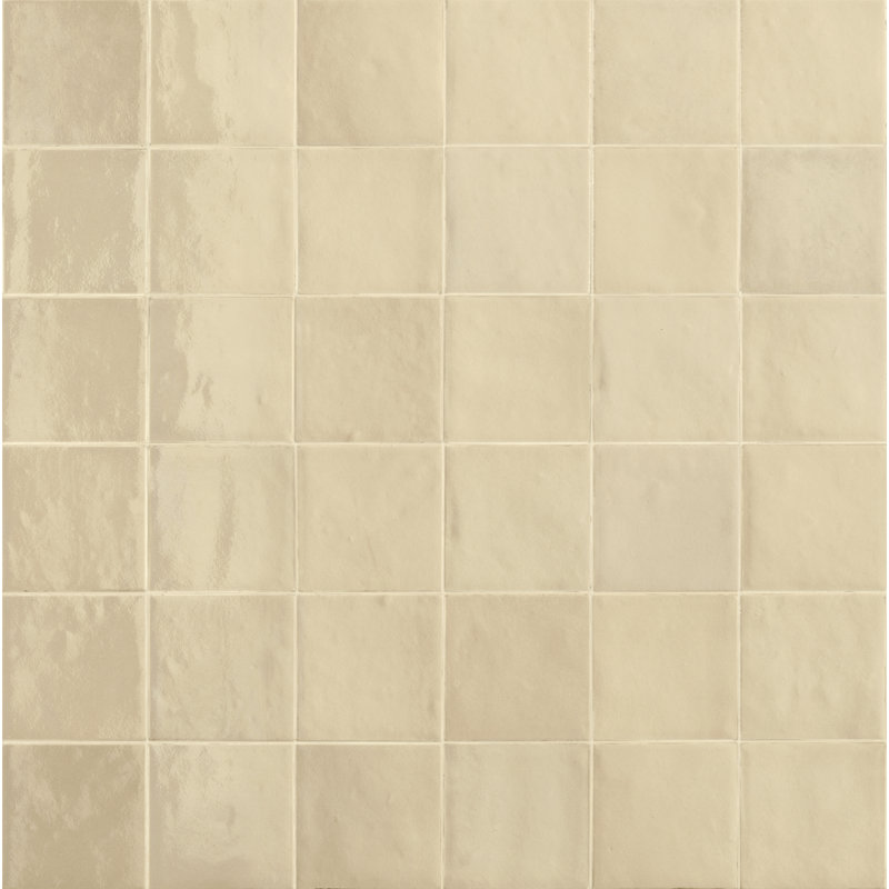 Marrakesh Zellige | 4"x4" Ceramic Wall Tile, Beige