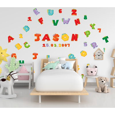 Personalized Name & Birthday Wall Decal – Alphabet Cloud and Number Design for Kids Room – Customizable Wall Art for Baby Room Decor 596DLU
