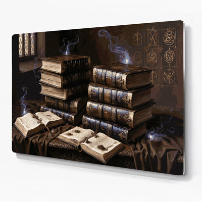 Halloween Ancient grimoires Brown Metal Wall Art