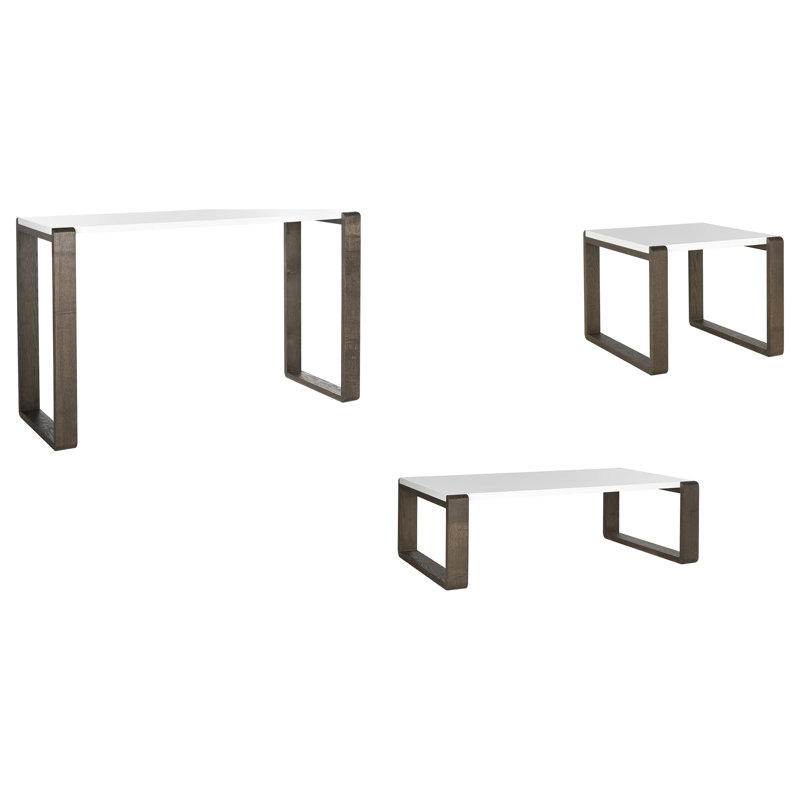 Ensemble de tables basses 3 pièces Egan, Brun foncé, Gris