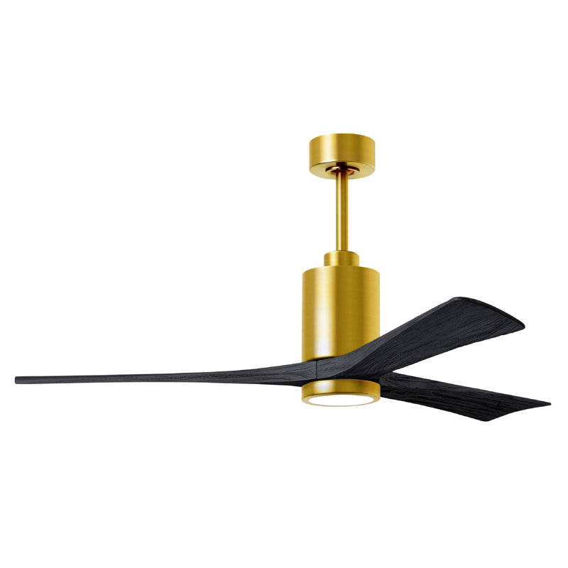 Patricia Ceiling Fan with LED Lights, Matte Black, Brushed Brass, 60"