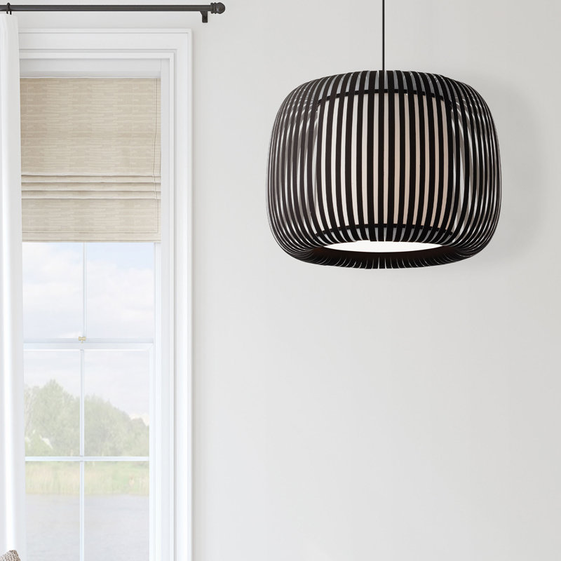 Mia 1 Light Single Drum Pendant, Black, Black