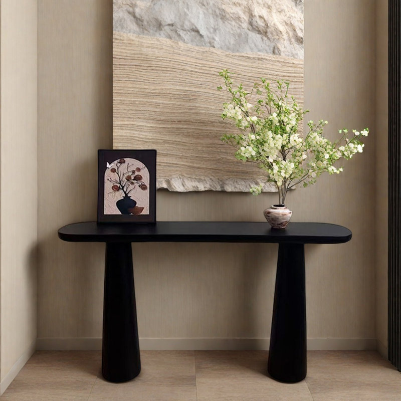 Console en bois massif noir, H 31,5 po x l 55,1 po x P 11,8 po