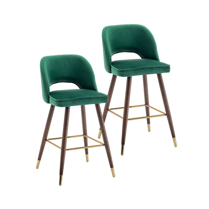 Tabouret de bar en velours Loganville, Vert