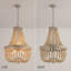 Lustre perlé en bois Boho Farmhouse, plafonnier perlé naturel 8 lumières homologué UL pour salle à manger, salon, chambre à coucher, vestibule