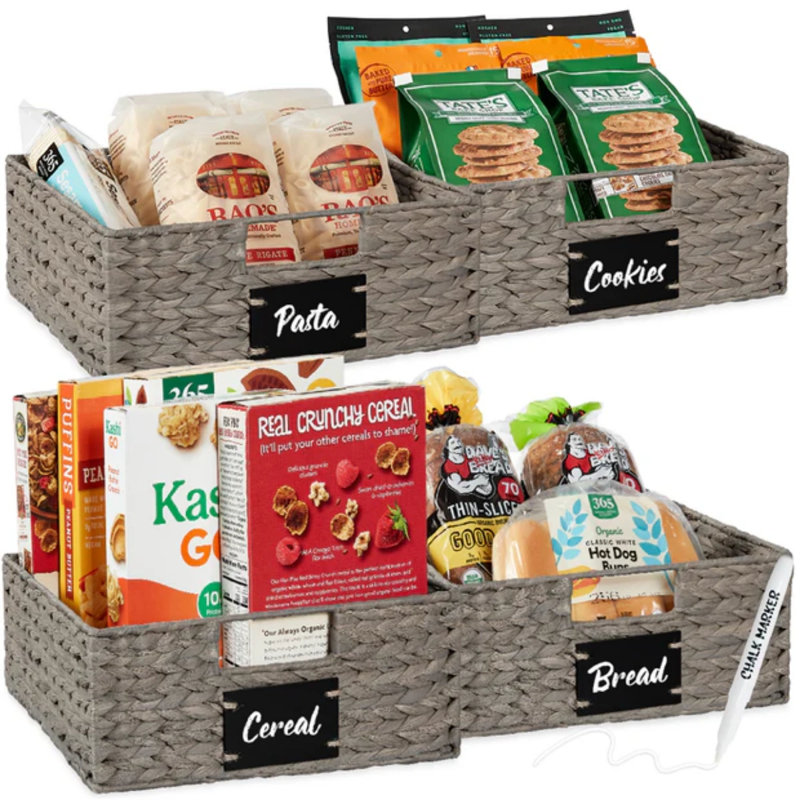 Pantry Baskets, Gray, 5" H x 16" W x 12" D