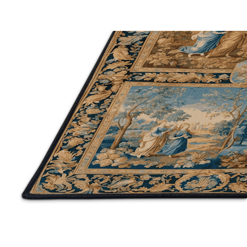 Tapis brun français lavable à la machine, Carré 5 pi