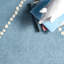 Tapis turquoise / blanc en laine Pariaman-1012910358