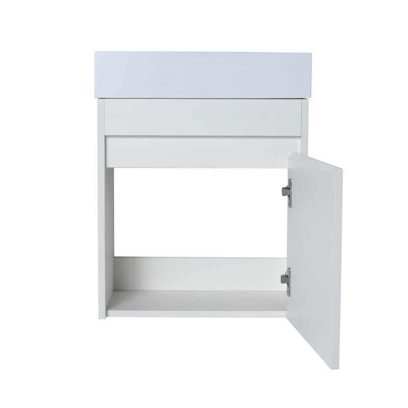 18.1'' Single Bathroom Vanity with Ceramic Top, White