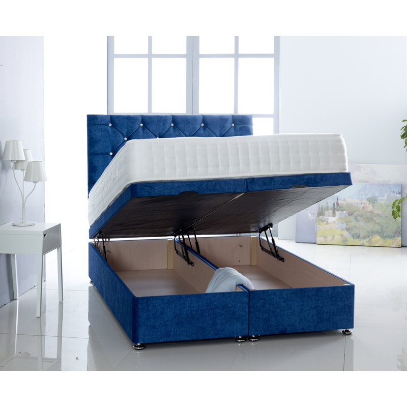 Virginia Upholstered Ottoman Storage Bed, Super King (6'), Blue