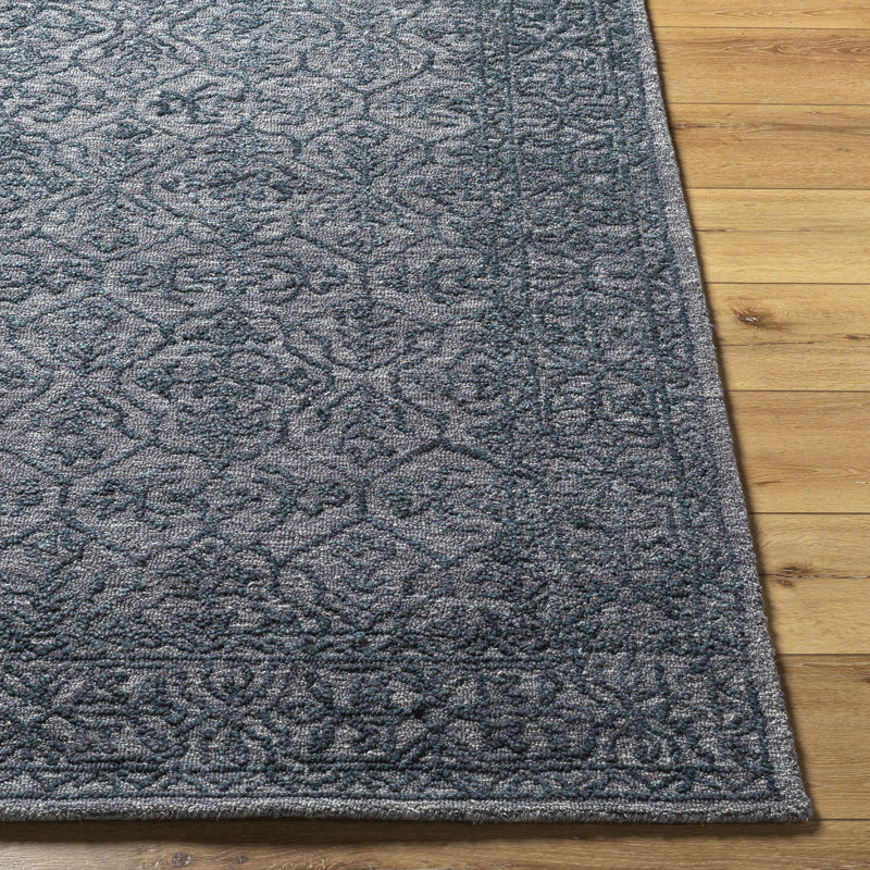 Moroccan Wool Hand Tufted Area Rug, Rectangle 152 x 229 cm, Charcoal/Deep Teal