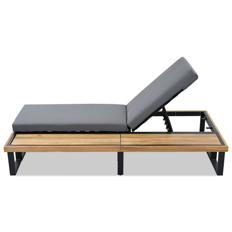Chaise longue d'extérieur en acacia, Grey