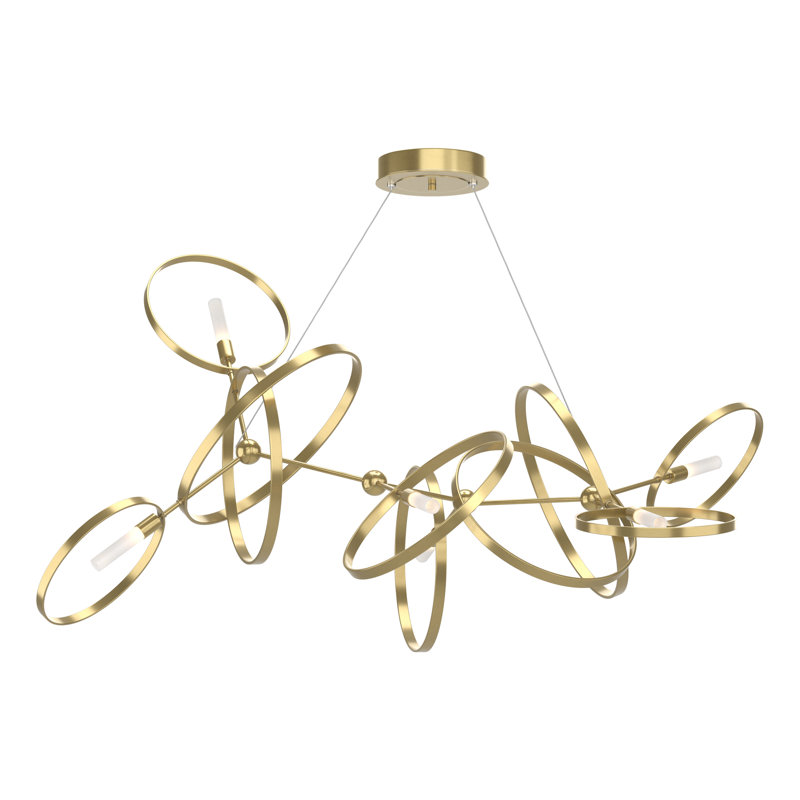 Lustre géométrique unique à 6 lumières Celesse, Laiton moderne, Or doux