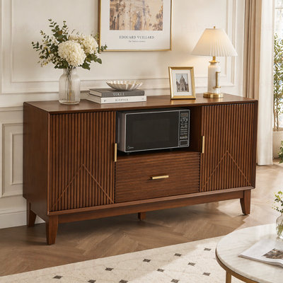Meuble audio-vidéo Mid-Century avec tiroir et armoires