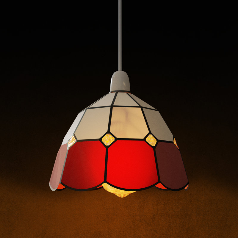 12cm H Glass Dome Lamp Shade ( Screw On ) in Red