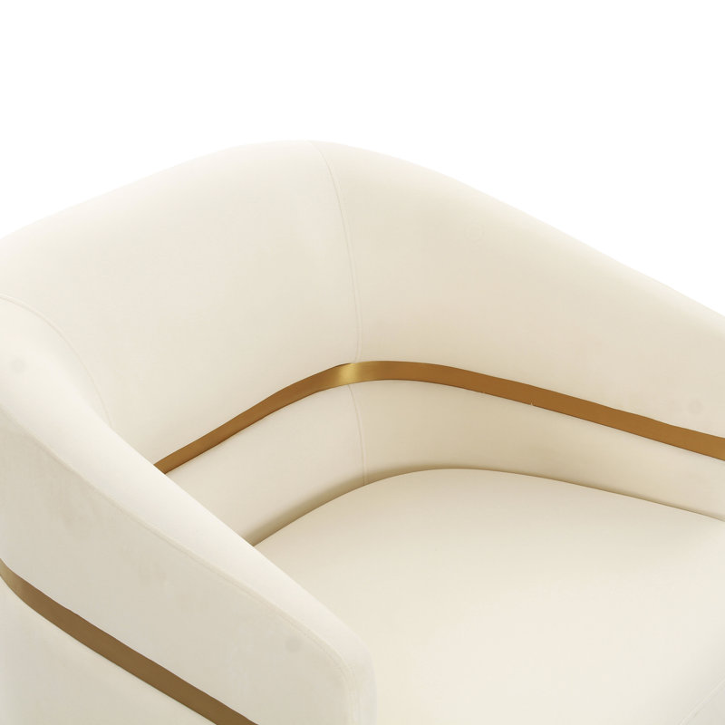 Ayla Cream Velvet and Gold Accent Chair