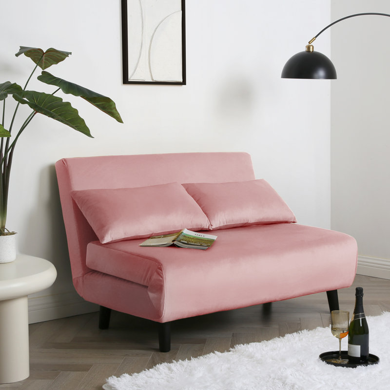 Double Sofa Bed - Fold Out Bed Chair, Pink, Velvet