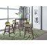 Paulina 4 Person Gathering Table Set w/ Green Upholstered Counter Chairs