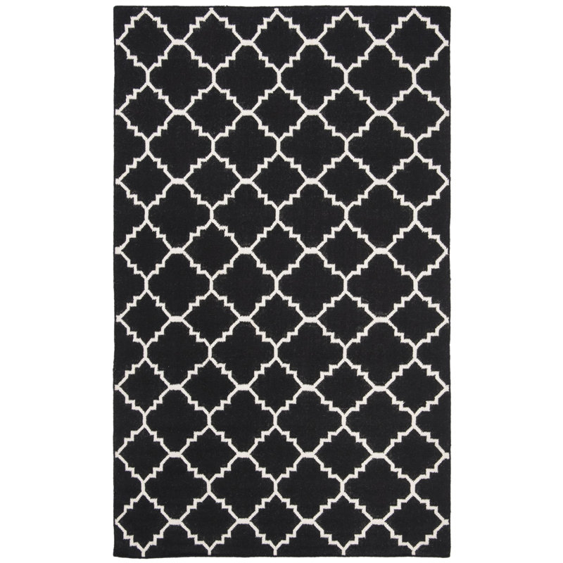 Tapis géométrique tissé à la main 80% laine, 20% coton Rodgers, Rectangle 6 pi x 9 pi