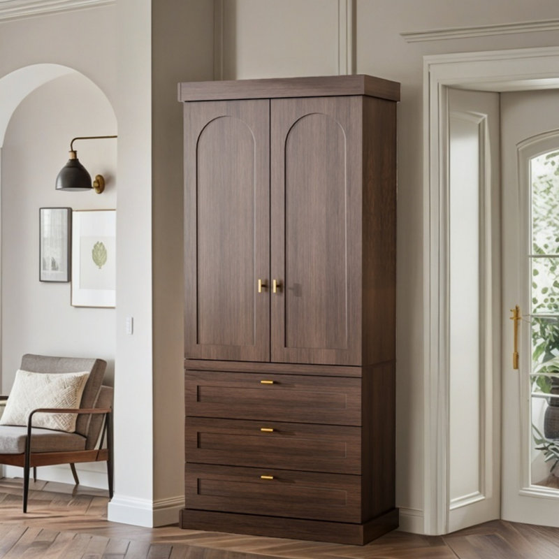Modern Wooden Cabinet With Doors & Drawers, Storage Cabinet With Large Capacity And Durable Waterproof Finish