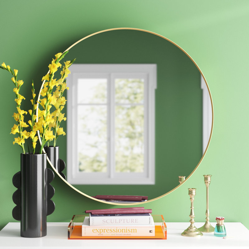Alexei Flat Mirror, Gold, 80.50cm H x 80.50cm W x 4cm D 