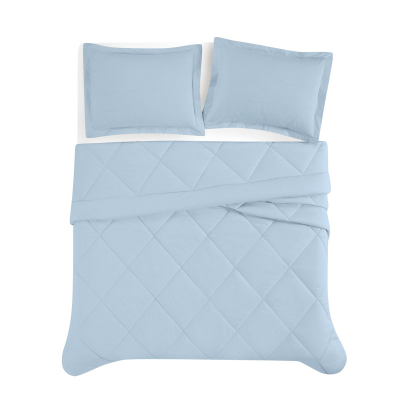 Ensemble d'édredon en coton, Édredon pour lit simple TG + 1 taie décorative, Bleu