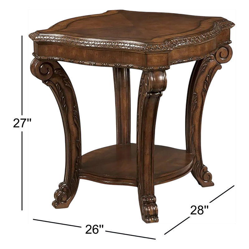 Traditional Warm Pomegranate Square Wood End Table