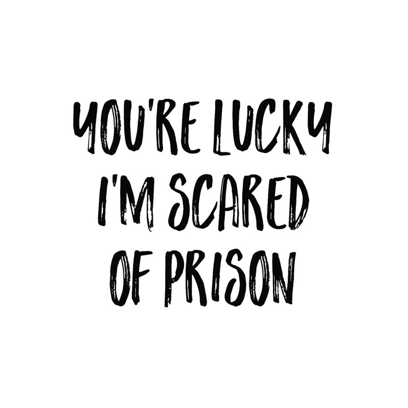 «Lucky Scared», art textuel sur toile tendue, H 12 po x l 12 po