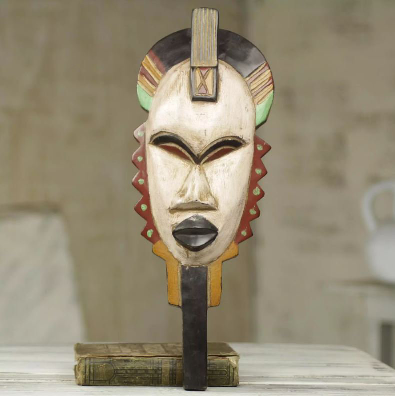 Décoration murale masque en bois afya