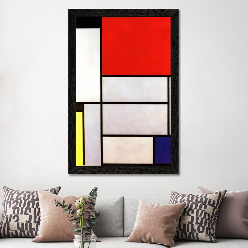 Tableau L, 1921 by Piet Mondrian - Print on Canvas, 66.04 cm H x 45.72 cm W, Black Framed