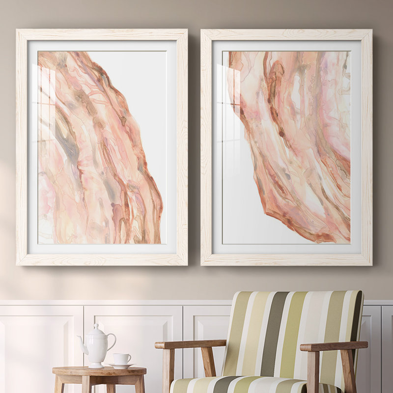 «Rose Quartz I», reproduction encadrée de qualité supérieure - prête à être accrochée, Cadre blanc
