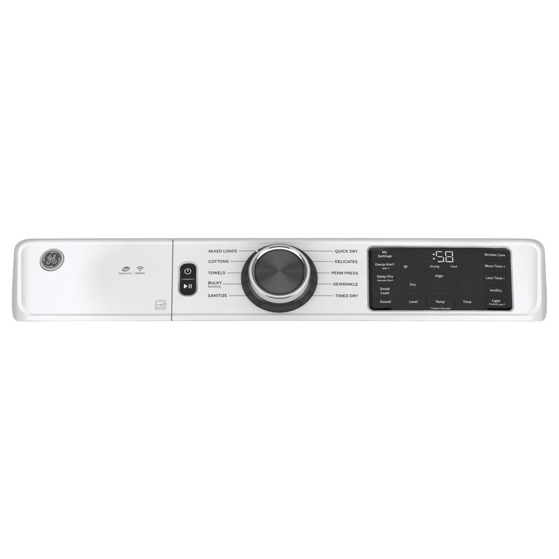 GE Appliances 7.8 Cubic Feet Vented Smart Electric Stackable Dryer, White