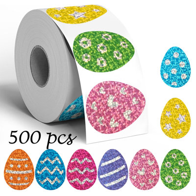 500 Stickers Per Roll Lasers Easter Egg Doodle Stickers Creatives Handbook Gift Pack